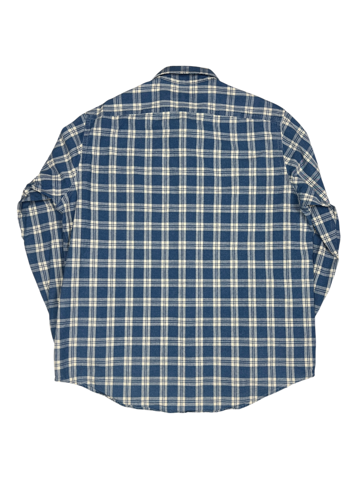 Polo Ralph Lauren Classic Fit Indigo Cotton Plaid Shirt Size L Pre-Owned