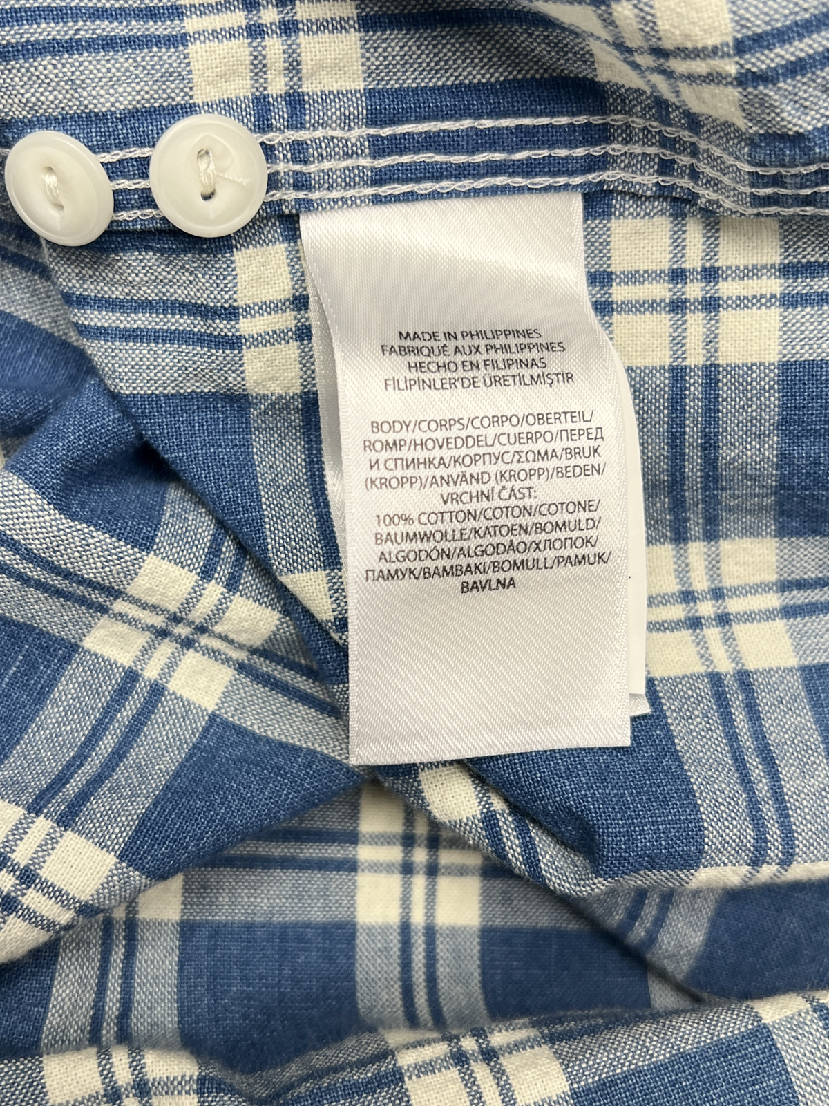 Polo Ralph Lauren Classic Fit Indigo Cotton Plaid Shirt Size L Pre-Owned