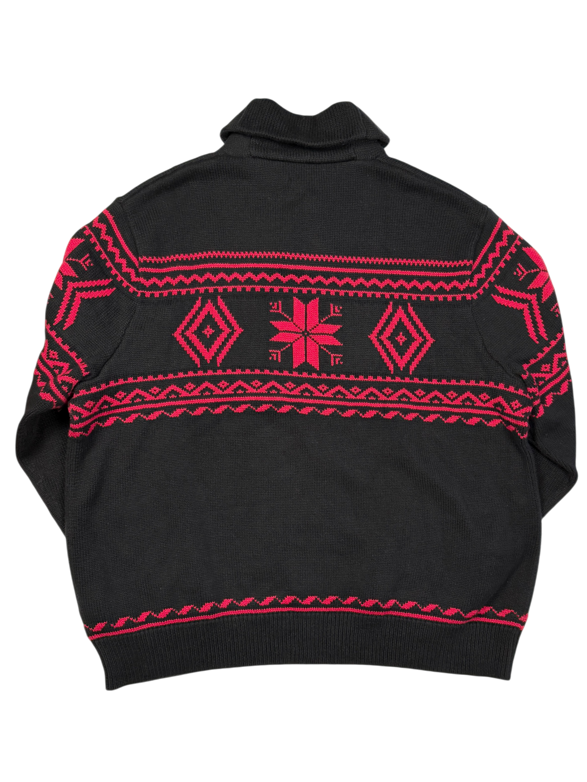 Polo Ralph Lauren Cotton Snowflake Shawl Collar Sweater 'Black/Red' Size XXL Pre-Owned