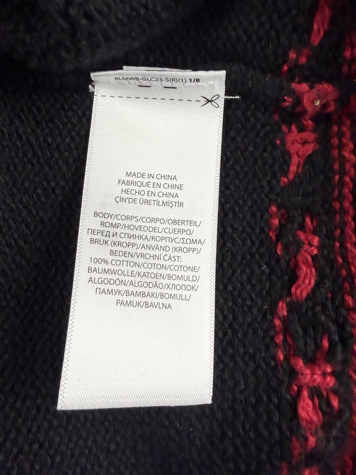 Polo Ralph Lauren Cotton Snowflake Shawl Collar Sweater 'Black/Red' Size XXL Pre-Owned