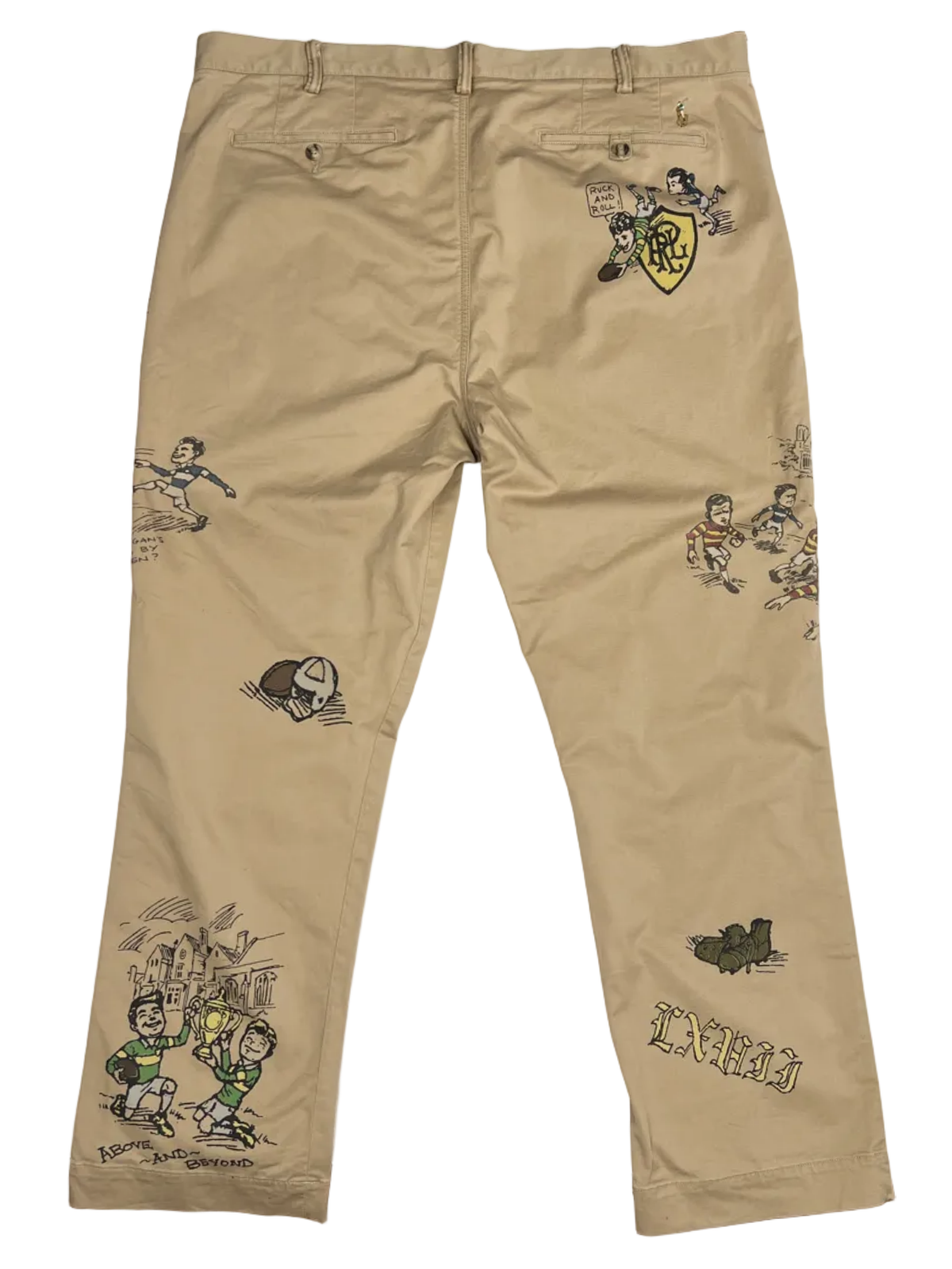 Polo Ralph Lauren Stretch Slim Fit Graphic Rugby Chino 'Khaki' Size 40 Pre-Owned