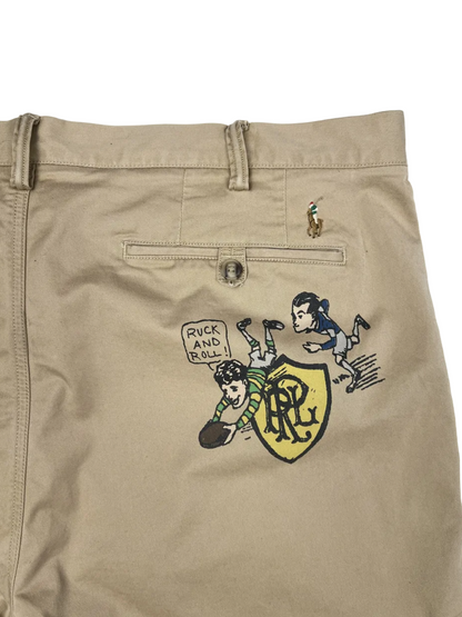 Polo Ralph Lauren Stretch Slim Fit Graphic Rugby Chino 'Khaki' Size 40 Pre-Owned