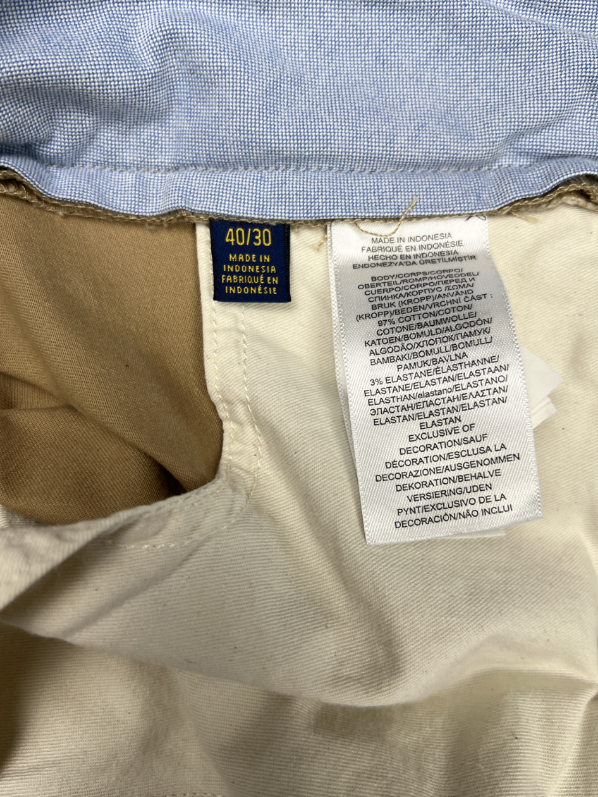 Polo Ralph Lauren Stretch Slim Fit Graphic Rugby Chino 'Khaki' Size 40 Pre-Owned