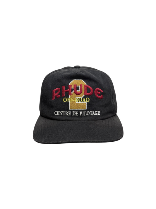 Rhude Off Road Washed Canvas Snapback Hat 'Black' FW23 One Size Pre-Owned