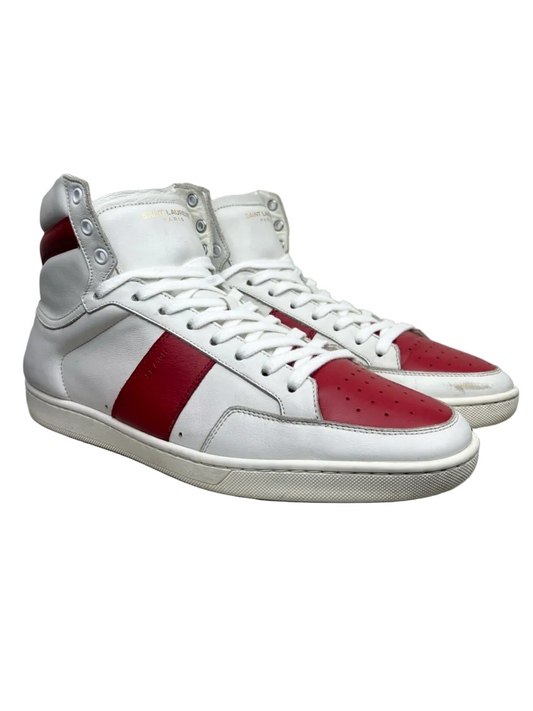 Saint Laurent Signature Court Classic SL/10H High Top Sneaker 'White Red' Size 11 Pre-Owned