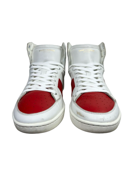 Saint Laurent Signature Court Classic SL/10H High Top Sneaker 'White Red' Size 11 Pre-Owned