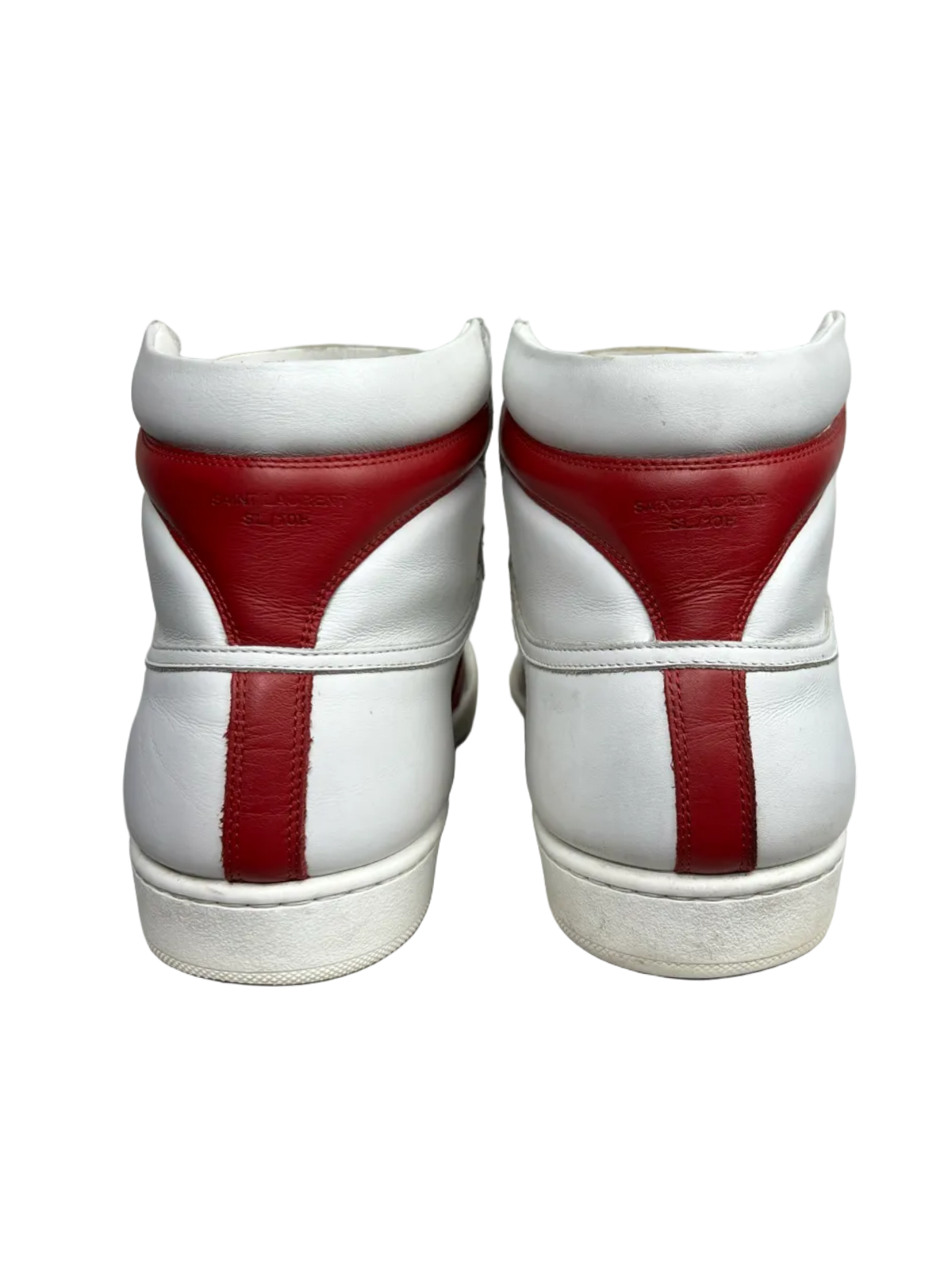Saint Laurent Signature Court Classic SL/10H High Top Sneaker 'White Red' Size 11 Pre-Owned