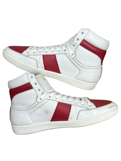 Saint Laurent Signature Court Classic SL/10H High Top Sneaker 'White Red' Size 11 Pre-Owned