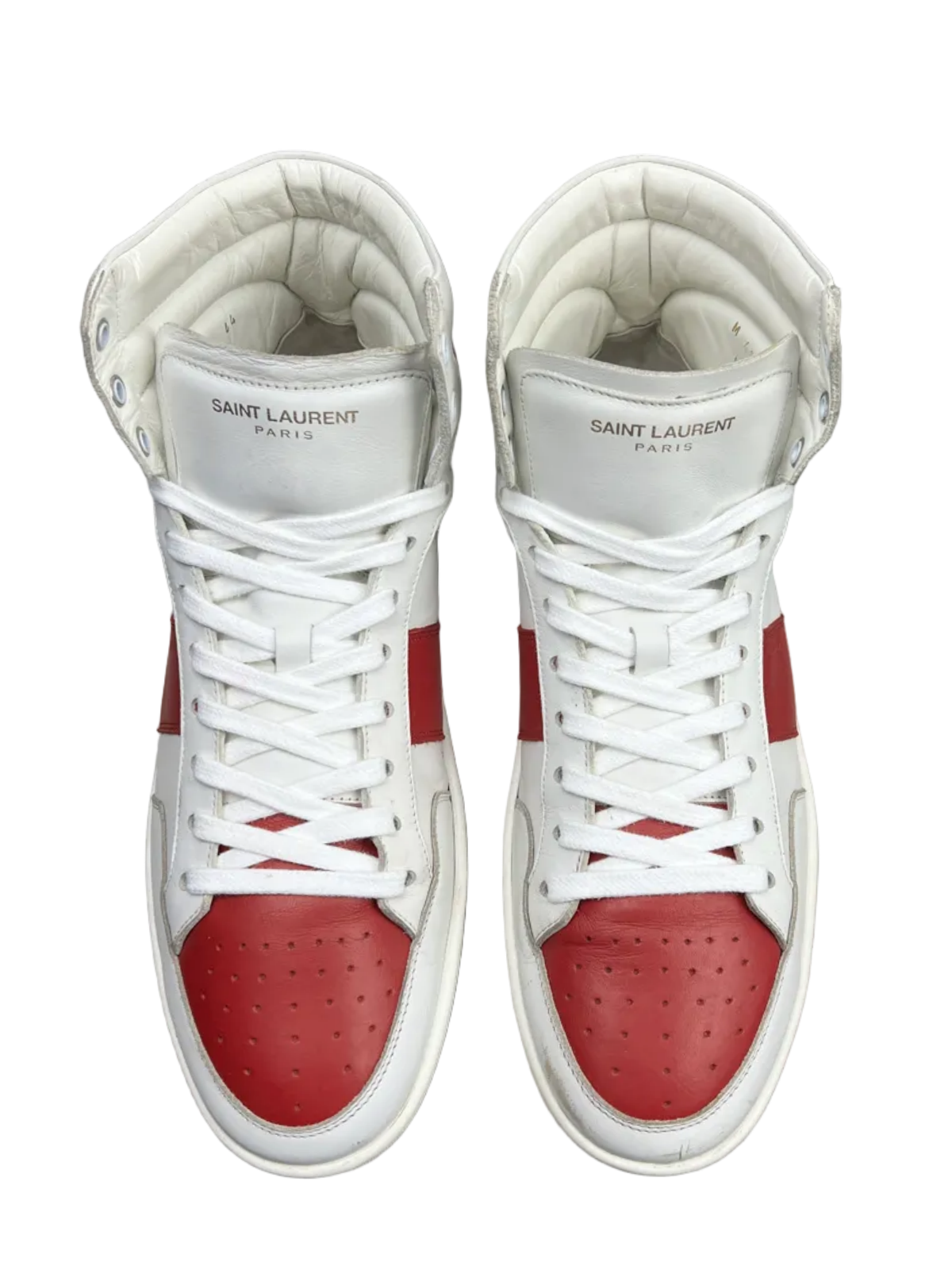 Saint Laurent Signature Court Classic SL/10H High Top Sneaker 'White Red' Size 11 Pre-Owned