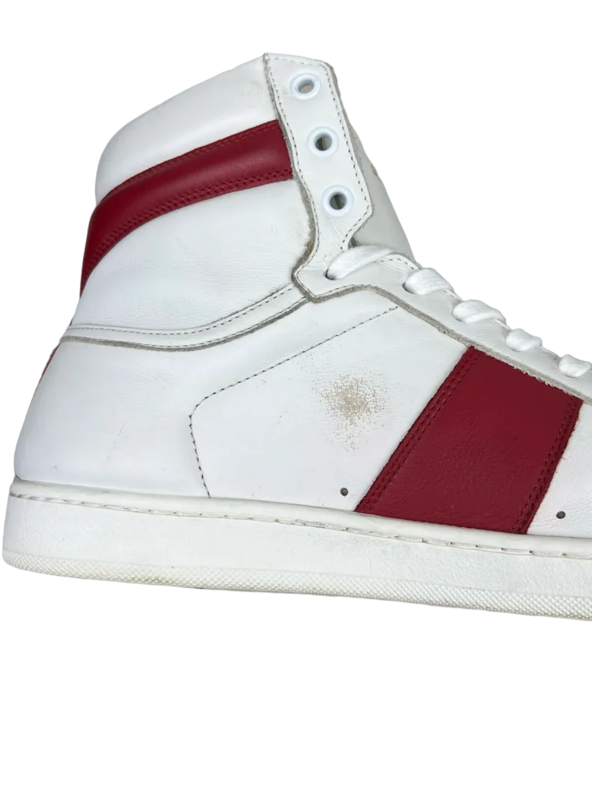 Saint Laurent Signature Court Classic SL/10H High Top Sneaker 'White Red' Size 11 Pre-Owned