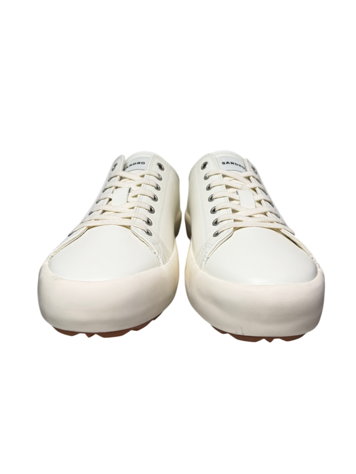Sandro Low-Top Split Leather Trainers 'Off White' Size 45 Pre-Owned