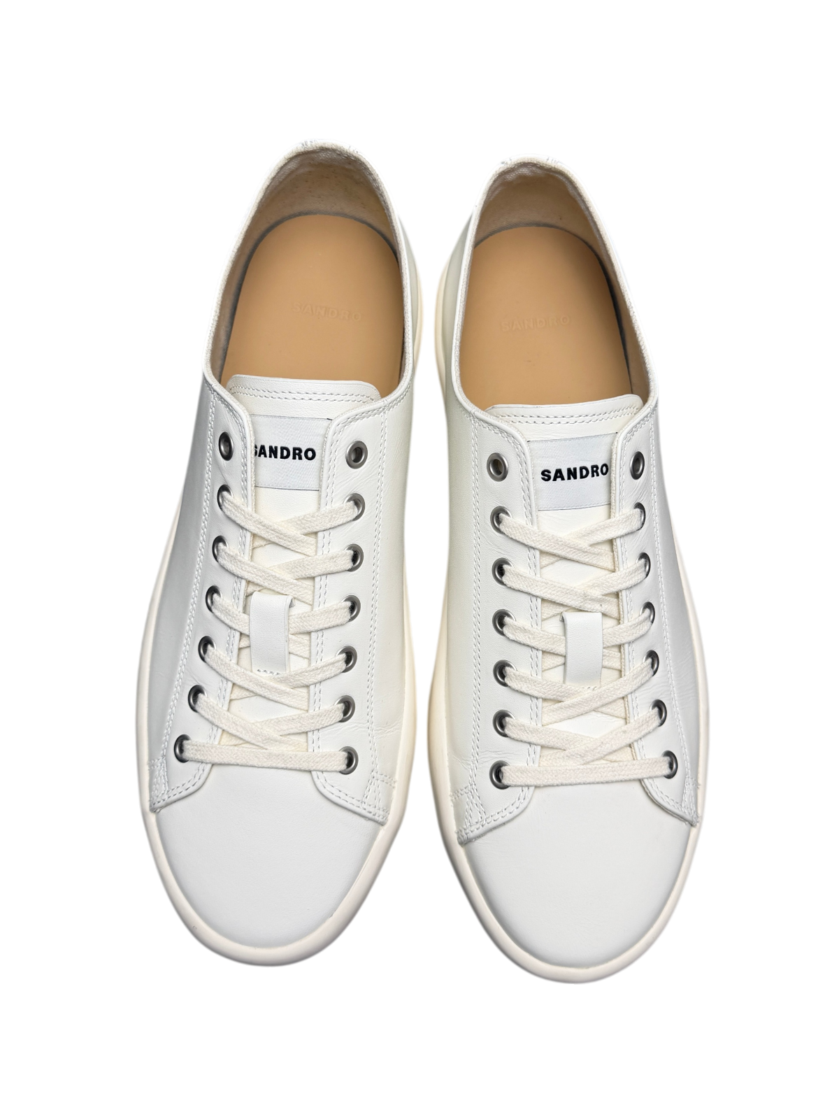 Sandro Low-Top Split Leather Trainers 'Off White' Size 45 Pre-Owned