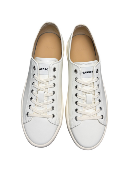 Sandro Low-Top Split Leather Trainers 'Off White' Size 45 Pre-Owned