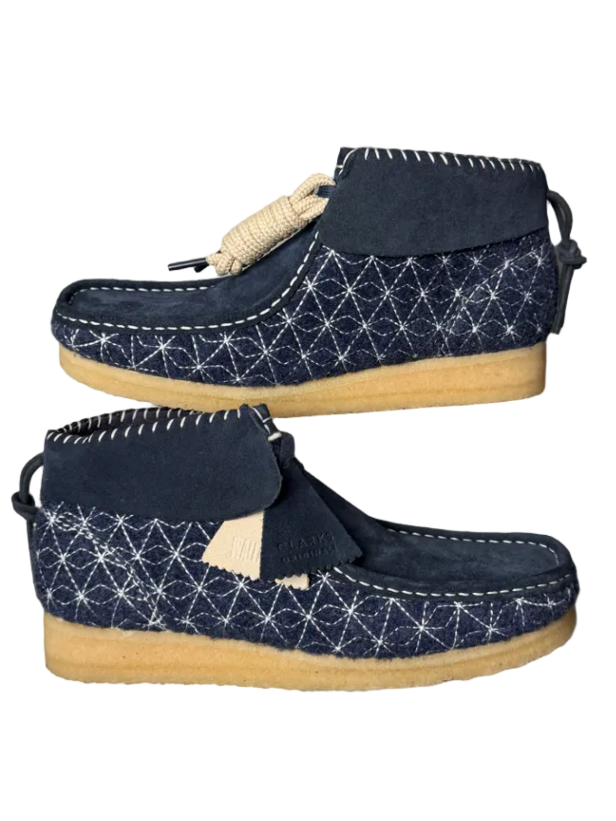 Clarks Originals Wallabee Boot 'Navy Sashiko' Women Size 10 Pre-Owned