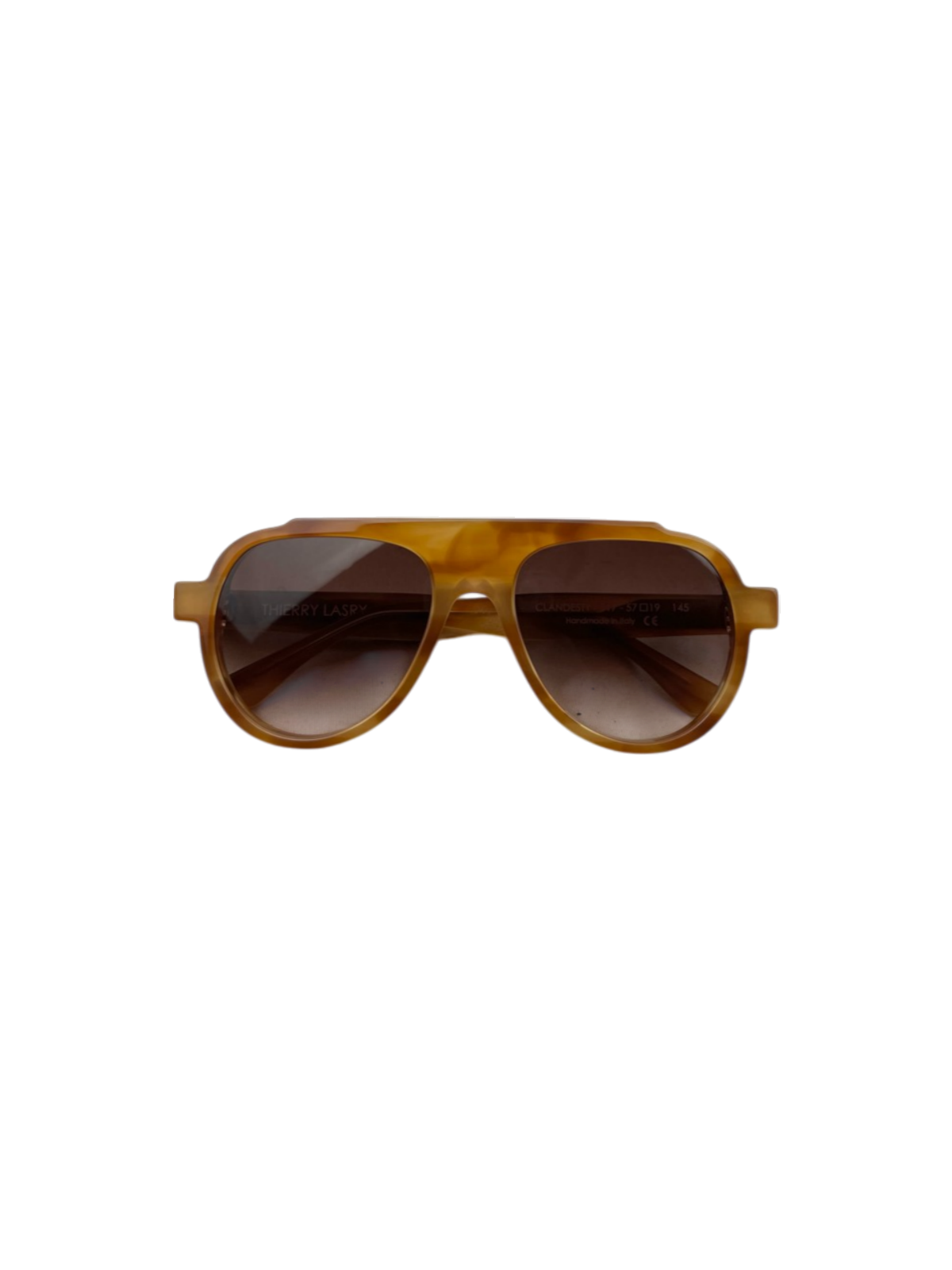 Thierry Larsy Clandesty Handmade Luxury Aviator Sunglasses 'Orange/Pattern' One Size Pre-Owned