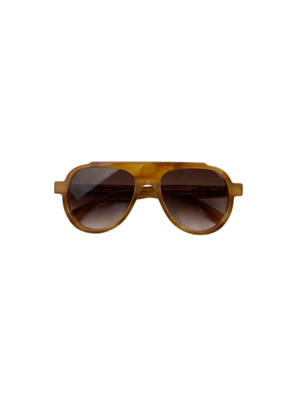 Thierry Larsy Clandesty Handmade Luxury Aviator Sunglasses 'Orange/Pattern' One Size Pre-Owned
