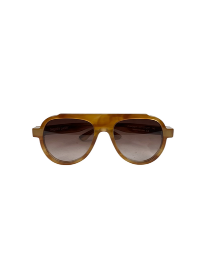 Thierry Larsy Clandesty Handmade Luxury Aviator Sunglasses 'Orange/Pattern' One Size Pre-Owned