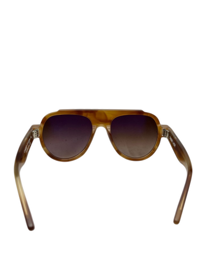Thierry Larsy Clandesty Handmade Luxury Aviator Sunglasses 'Orange/Pattern' One Size Pre-Owned