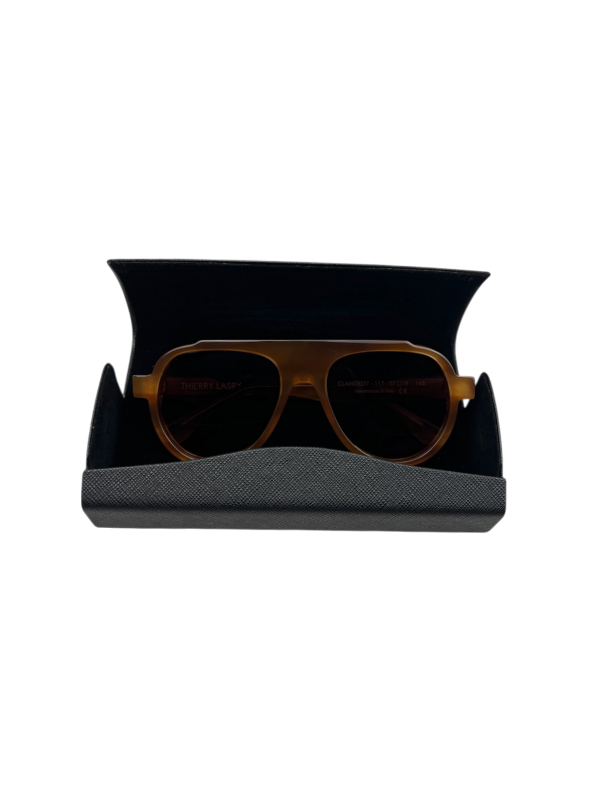 Thierry Larsy Clandesty Handmade Luxury Aviator Sunglasses 'Orange/Pattern' One Size Pre-Owned