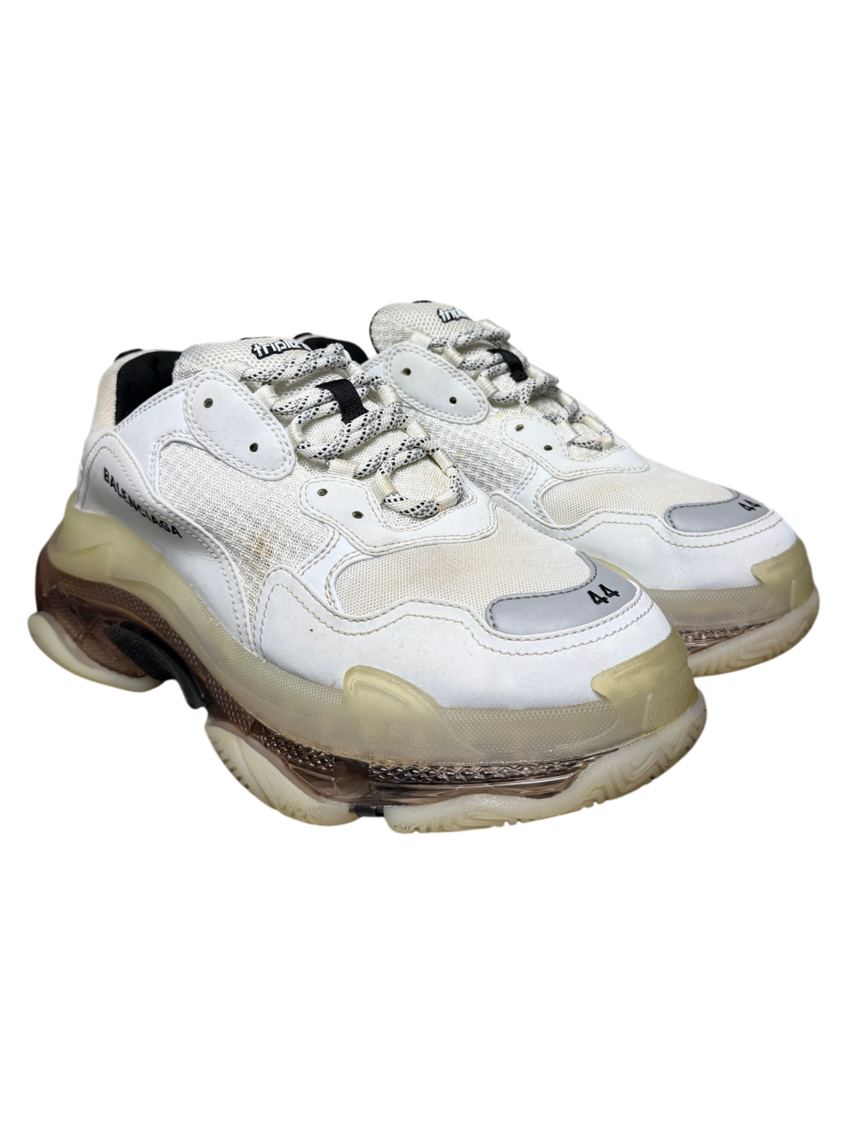 Balenciaga Triple S Sneaker 'Clear Sole - White Grey' Size 44 Pre-Owned