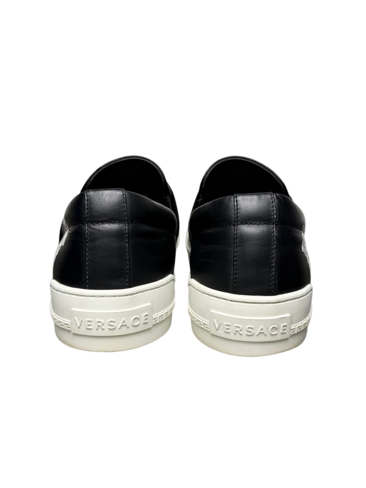 Versace Greca Elastic Band Slip On Sneaker 'Black/White Size 46 Pre-Owned