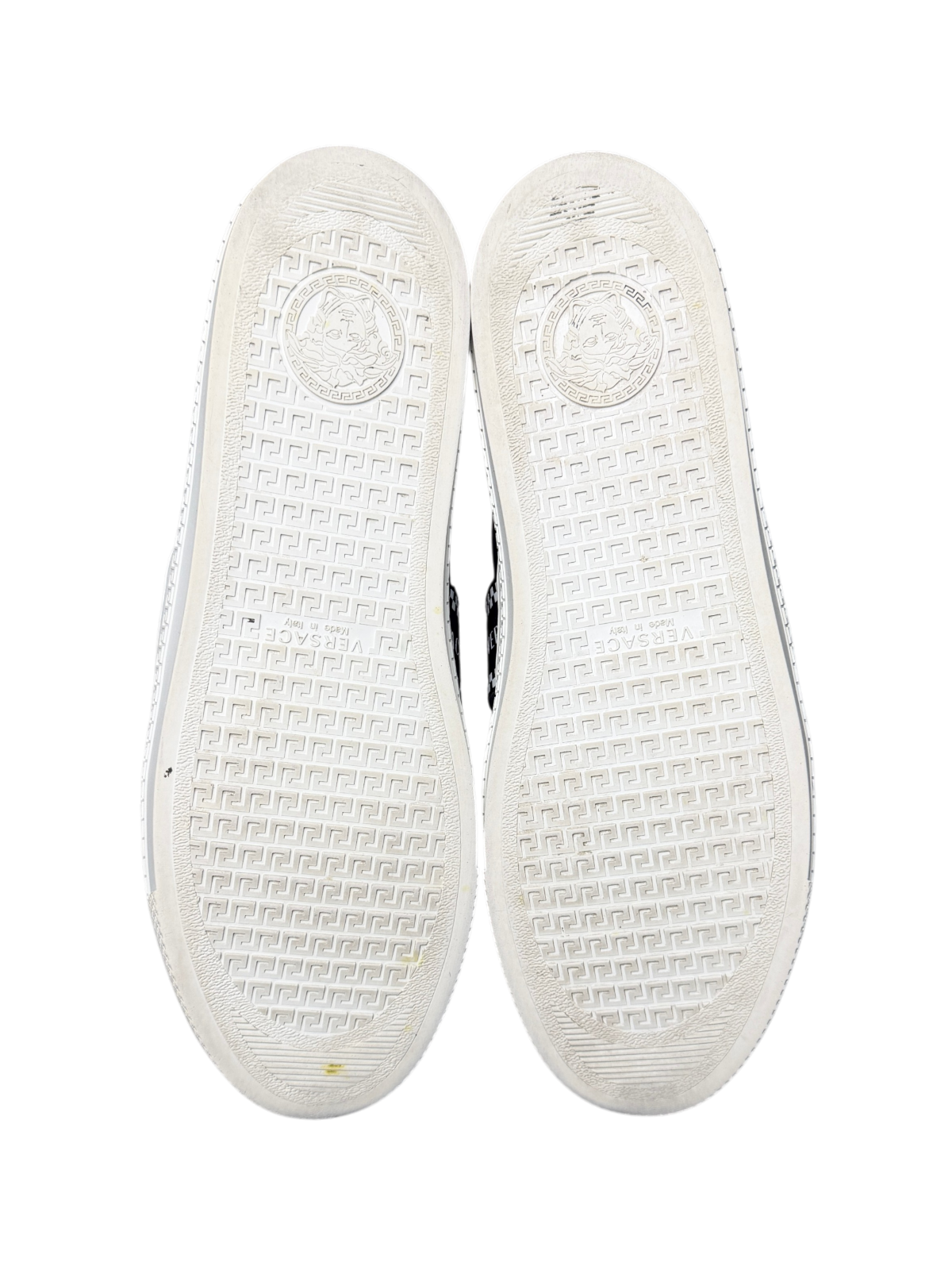 Versace Greca Elastic Band Slip On Sneaker 'Black/White Size 46 Pre-Owned