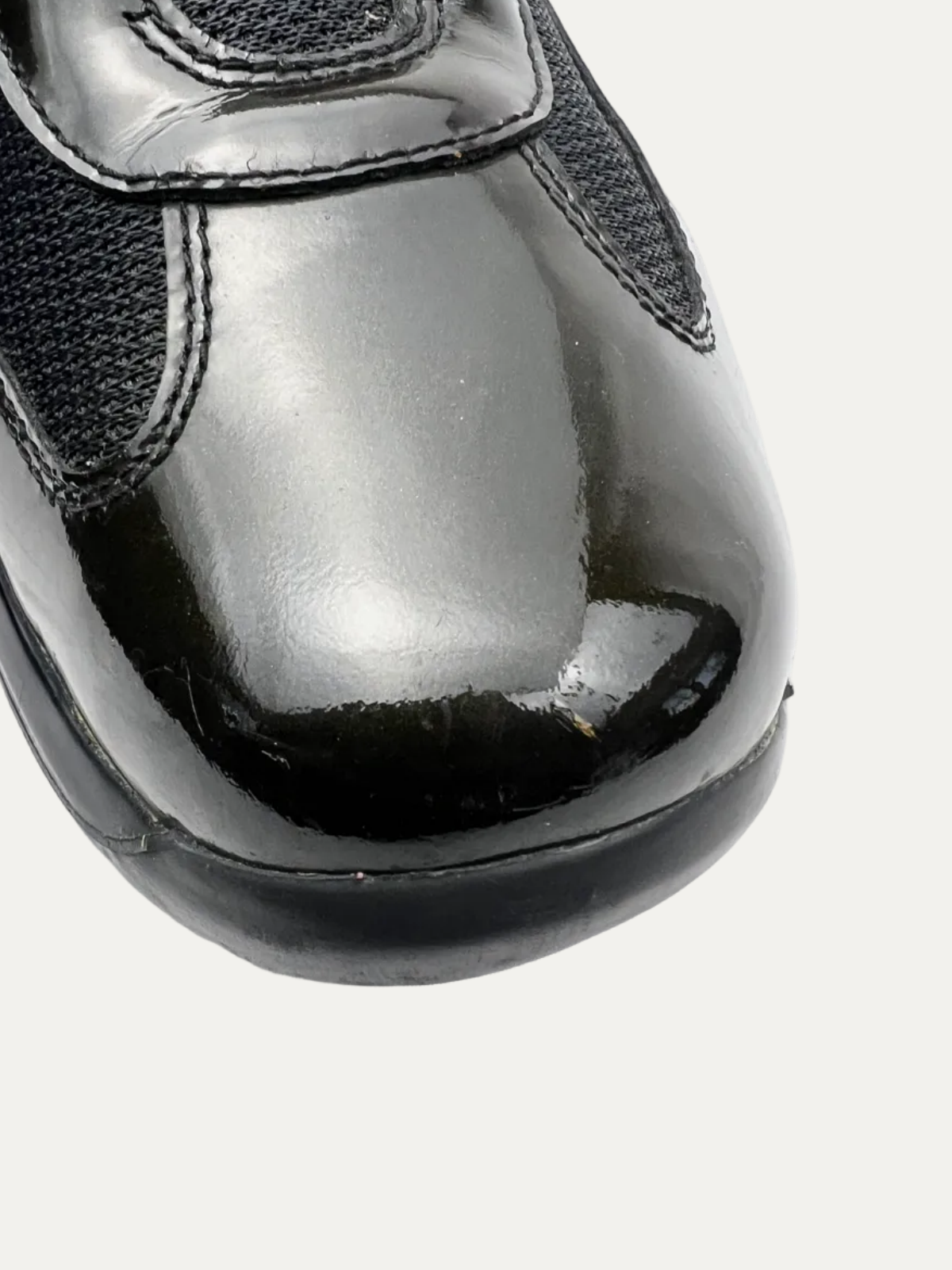 Vintage Women's Prada Americas's Cup Patent Leather With Technical Fabric 'Dark Olive' Size 40 Pre-Owned