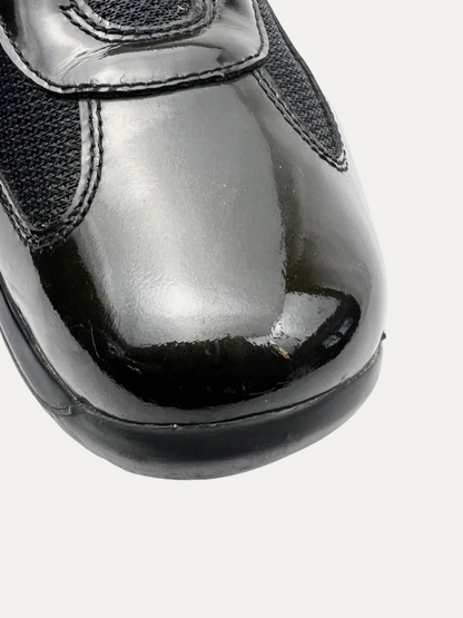 Vintage Women's Prada Americas's Cup Patent Leather With Technical Fabric 'Dark Olive' Size 40 Pre-Owned