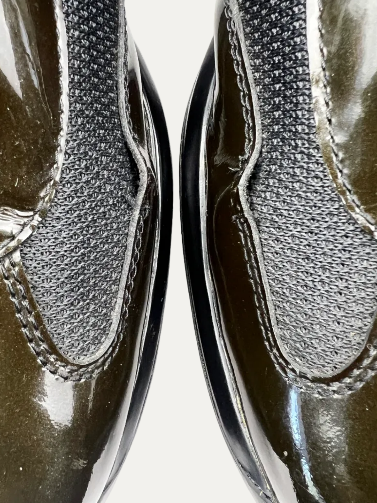 Vintage Women's Prada Americas's Cup Patent Leather With Technical Fabric 'Dark Olive' Size 40 Pre-Owned