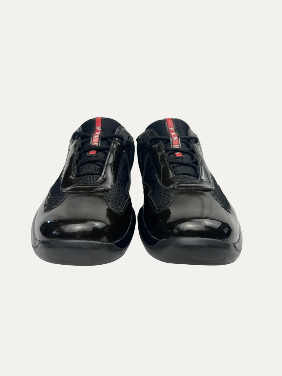 Vintage Women's Prada Americas's Cup Patent Leather With Technical Fabric 'Dark Olive' Size 40 Pre-Owned