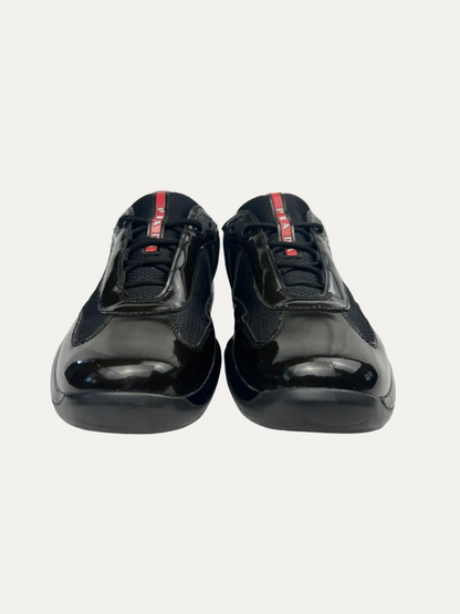 Vintage Women's Prada Americas's Cup Patent Leather With Technical Fabric 'Dark Olive' Size 40 Pre-Owned