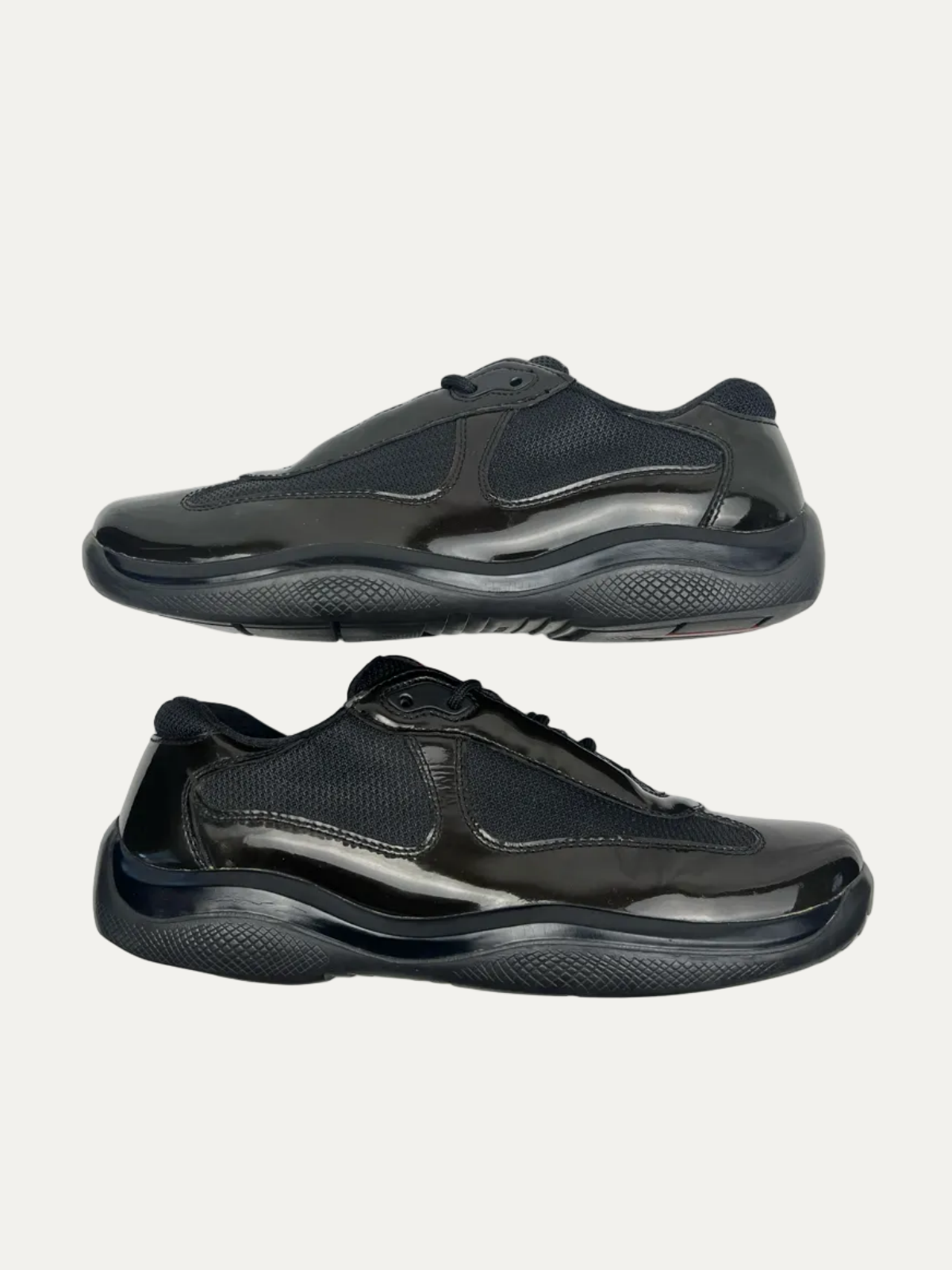Vintage Women's Prada Americas's Cup Patent Leather With Technical Fabric 'Dark Olive' Size 40 Pre-Owned