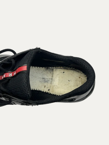 Vintage Women's Prada Americas's Cup Patent Leather With Technical Fabric 'Dark Olive' Size 40 Pre-Owned