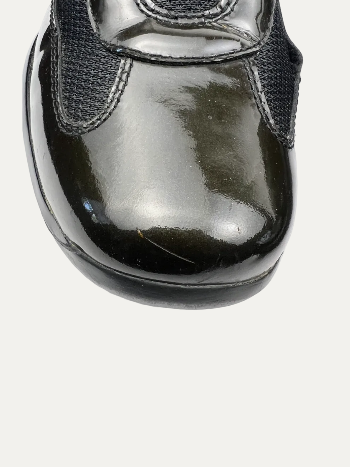 Vintage Women's Prada Americas's Cup Patent Leather With Technical Fabric 'Dark Olive' Size 40 Pre-Owned