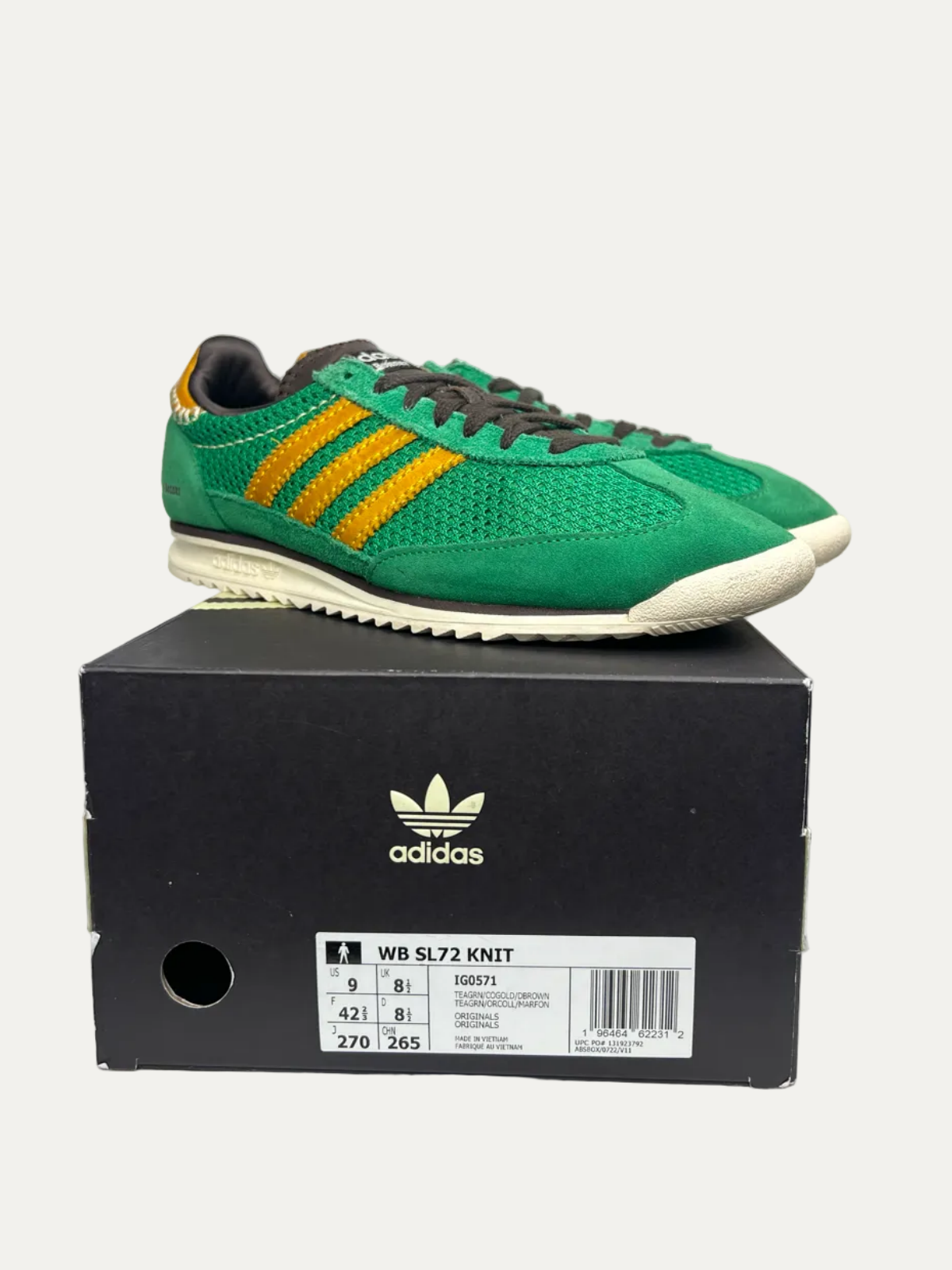 Wales Bonner x adidas SL72 Knit 'Green' 2023 Size 9 Pre-Owned