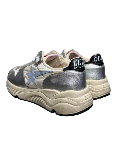 Golden Goose Womens Running Sole Sneaker 'Silver/White/Blue Fog/Black' Size 39 Pre-Owned