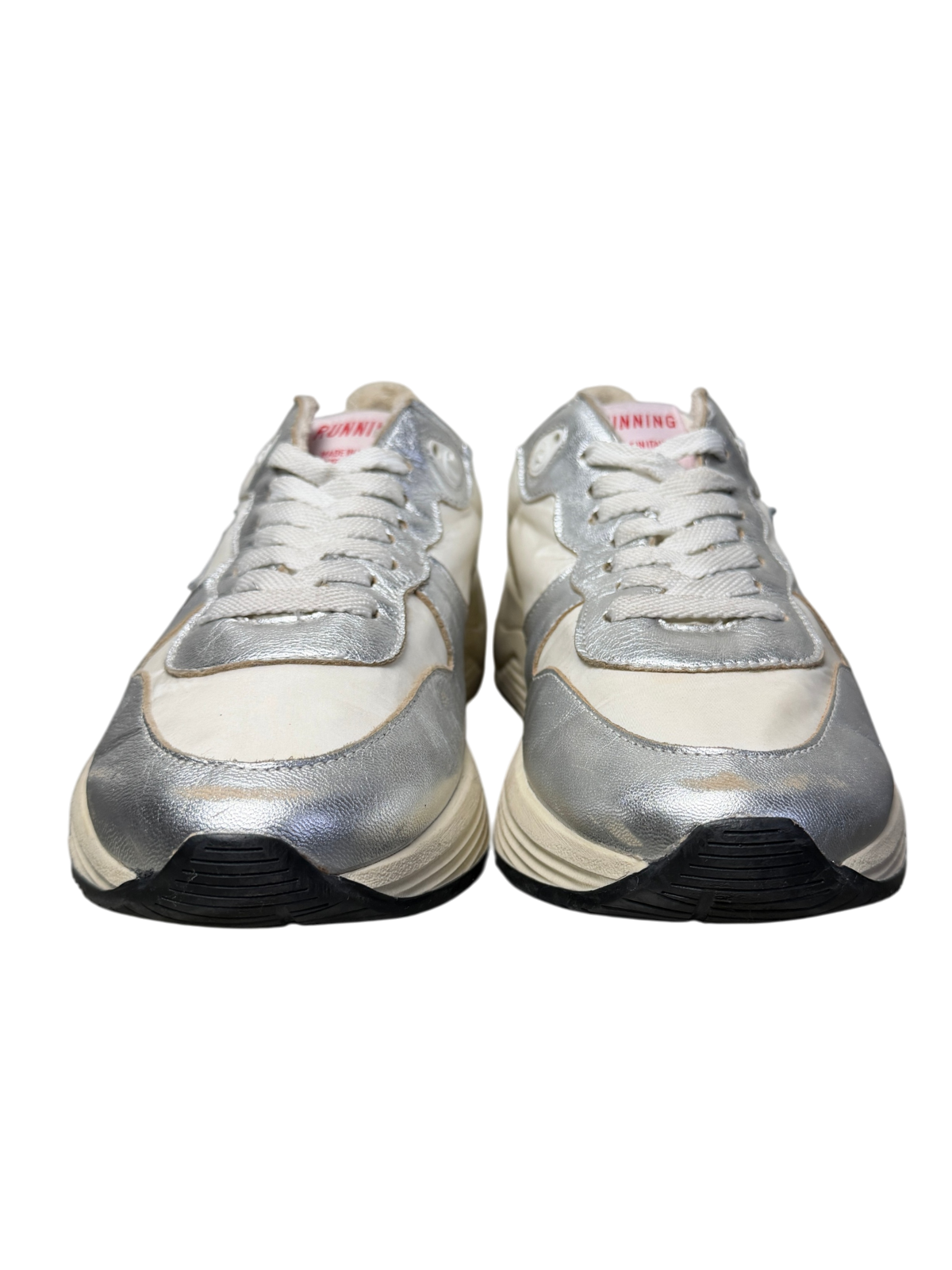 Golden Goose Womens Running Sole Sneaker 'Silver/White/Blue Fog/Black' Size 39 Pre-Owned