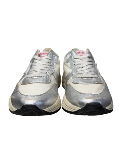 Golden Goose Womens Running Sole Sneaker 'Silver/White/Blue Fog/Black' Size 39 Pre-Owned