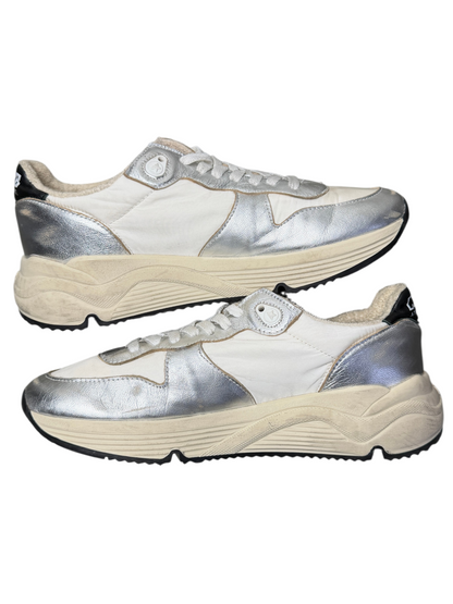 Golden Goose Womens Running Sole Sneaker 'Silver/White/Blue Fog/Black' Size 39 Pre-Owned