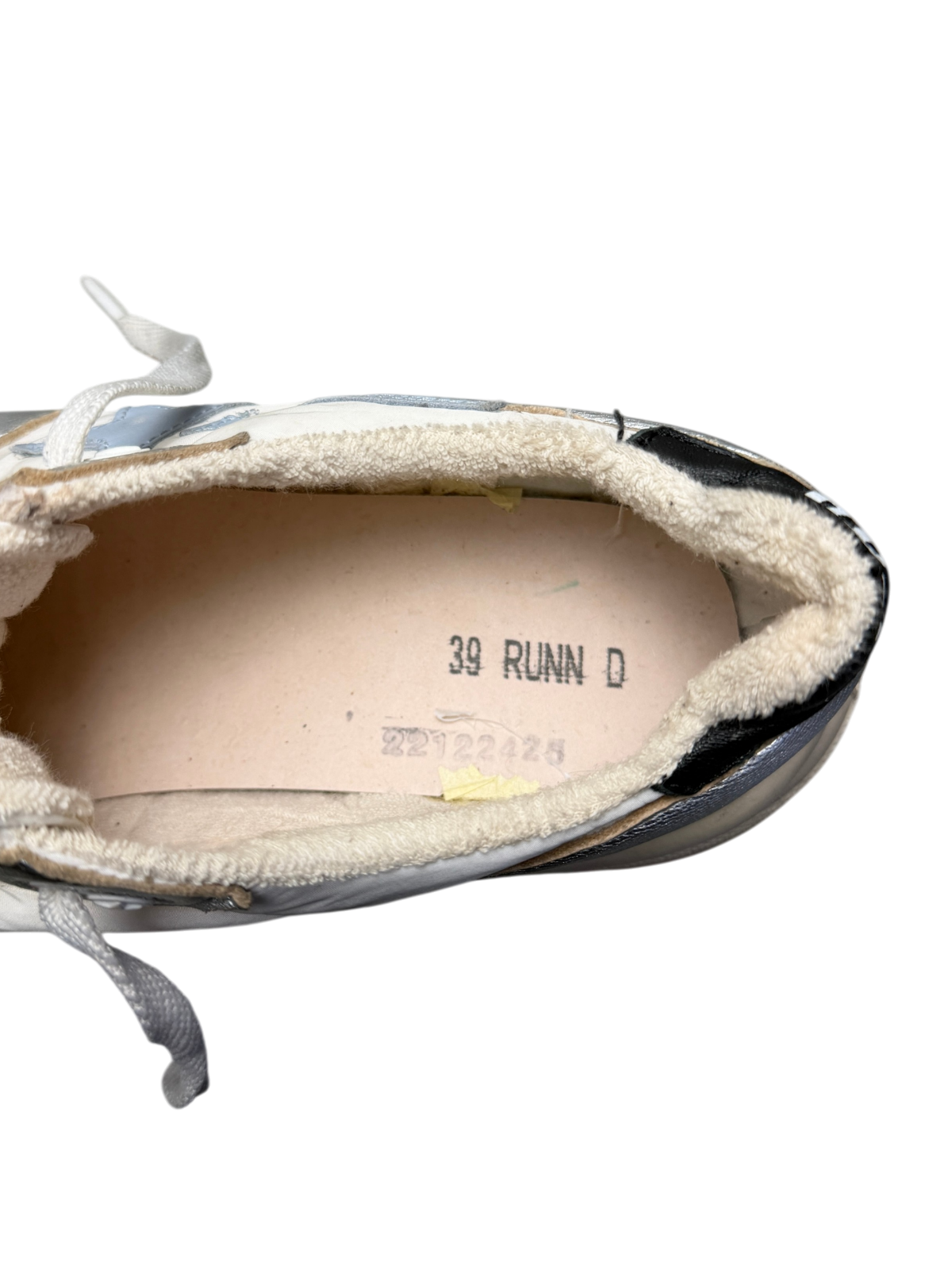 Golden Goose Womens Running Sole Sneaker 'Silver/White/Blue Fog/Black' Size 39 Pre-Owned