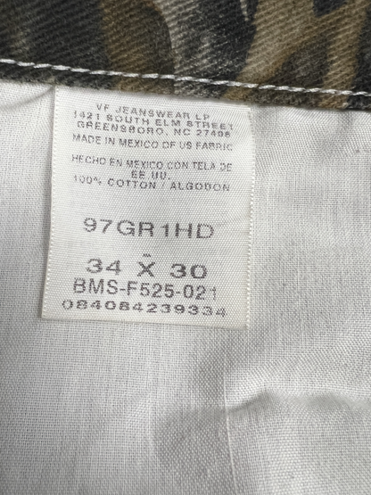 Wrangler Slim Straight Double Knee Jeans 'Realtree Camo' Size 34 Pre-Owned