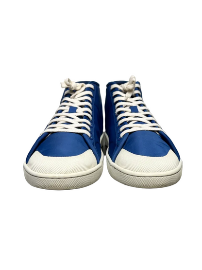 Saint Laurent SL/39 Mid Top Nylon & Leather Sneaker 'Blue' Size 12 Pre-Owned