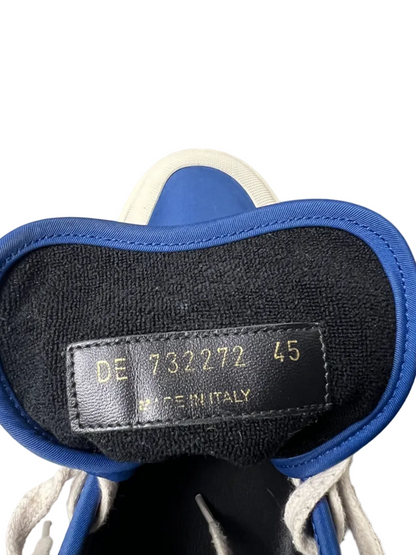 Saint Laurent SL/39 Mid Top Nylon & Leather Sneaker 'Blue' Size 12 Pre-Owned