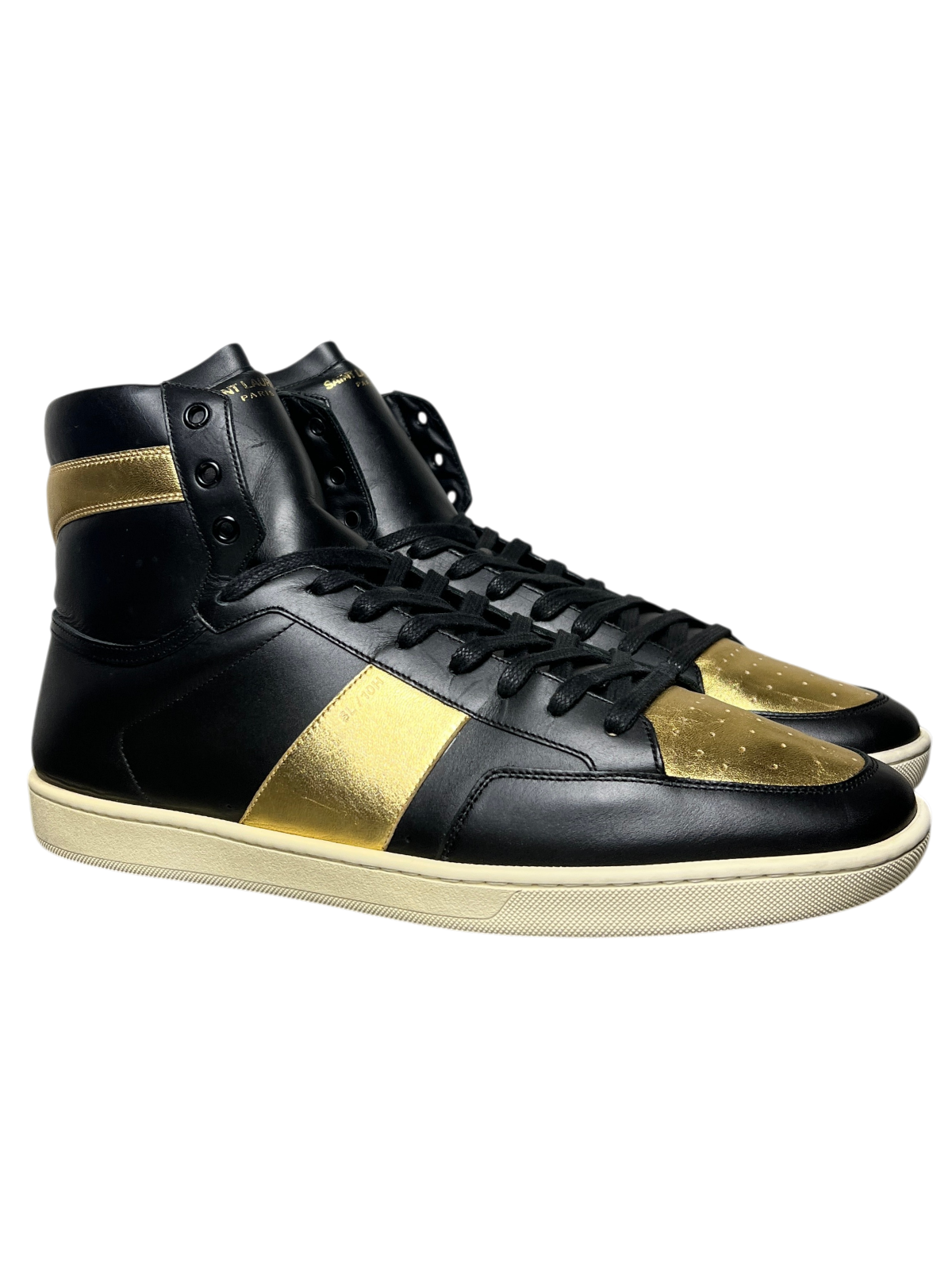 Saint Laurent SL-10 High Top Sneaker 'Black Gold' Size 15 Pre-Owned