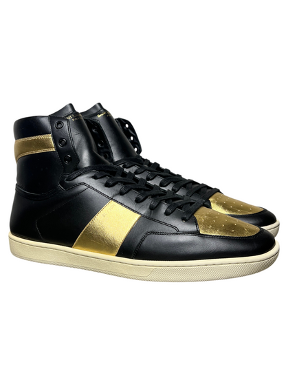 Saint Laurent SL-10 High Top Sneaker 'Black Gold' Size 15 Pre-Owned