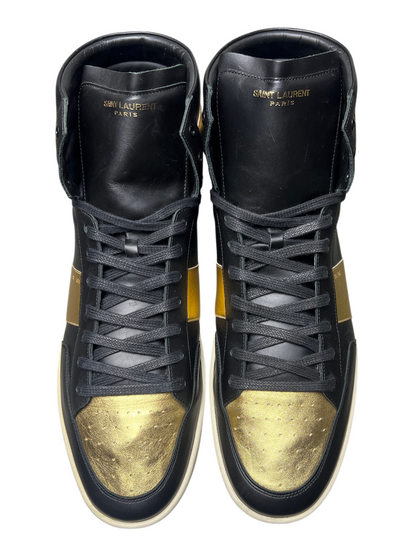 Saint Laurent SL-10 High Top Sneaker 'Black Gold' Size 15 Pre-Owned