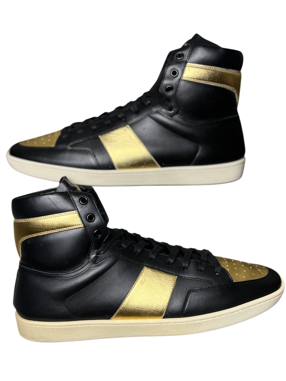 Saint Laurent SL-10 High Top Sneaker 'Black Gold' Size 15 Pre-Owned