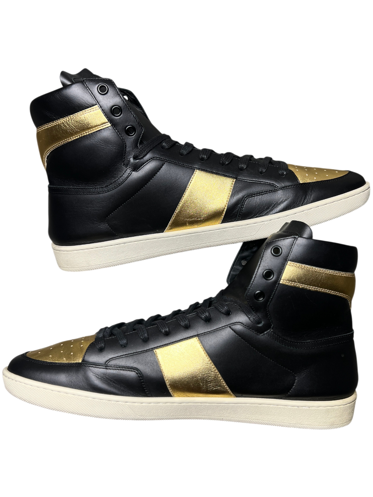 Saint Laurent SL-10 High Top Sneaker 'Black Gold' Size 15 Pre-Owned