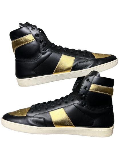 Saint Laurent SL-10 High Top Sneaker 'Black Gold' Size 15 Pre-Owned