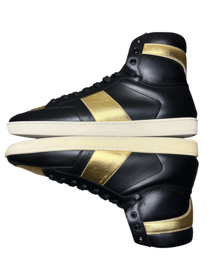 Saint Laurent SL-10 High Top Sneaker 'Black Gold' Size 15 Pre-Owned